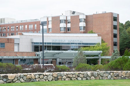 Beverly Hospital with Stone Wall